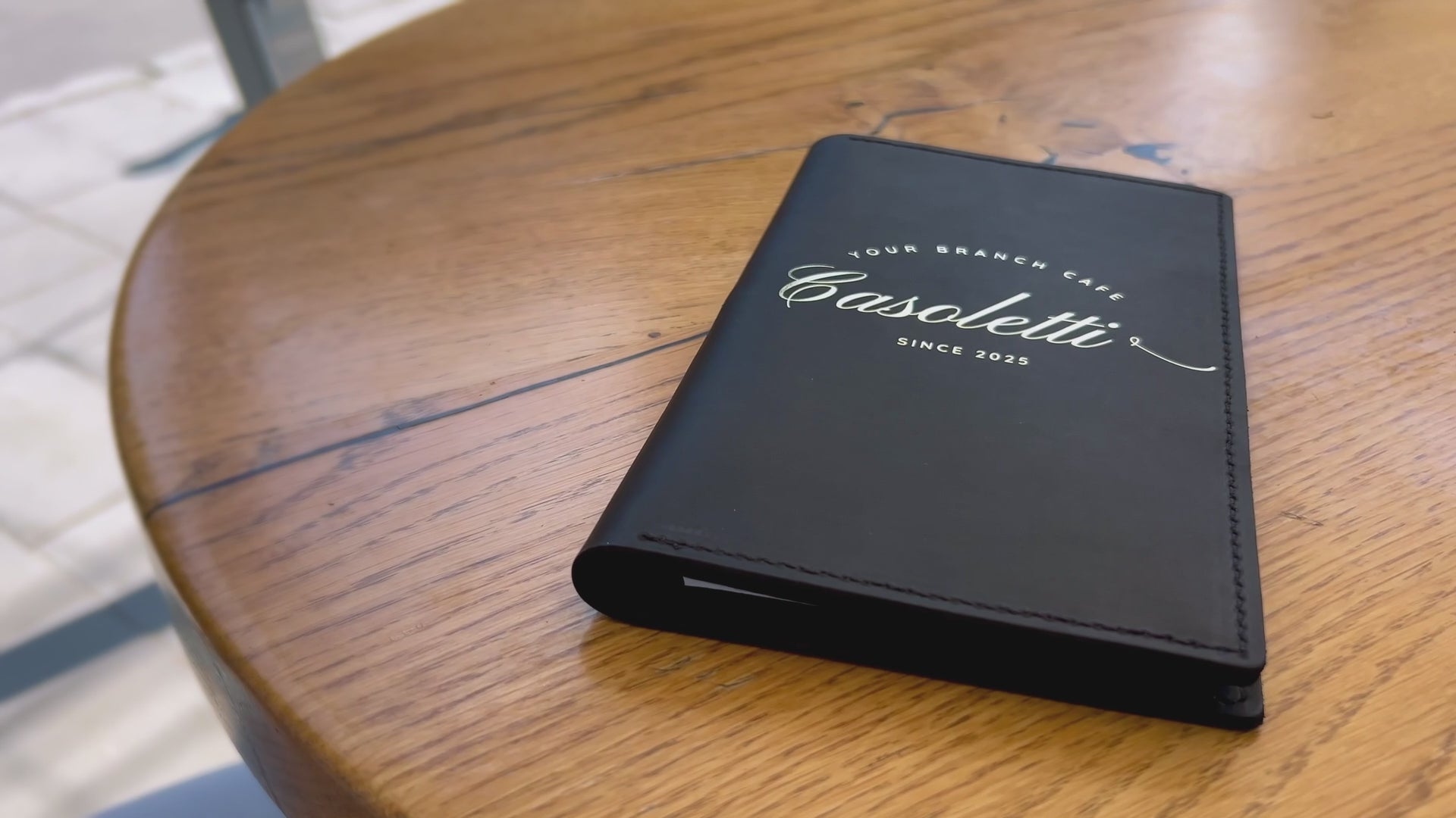 Black Leather Server Book with Pen Loop