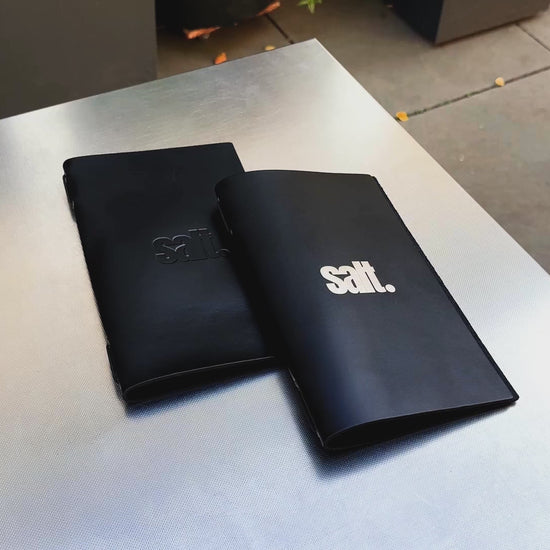 Black Thick Leather Menu Cover with Elastic Band