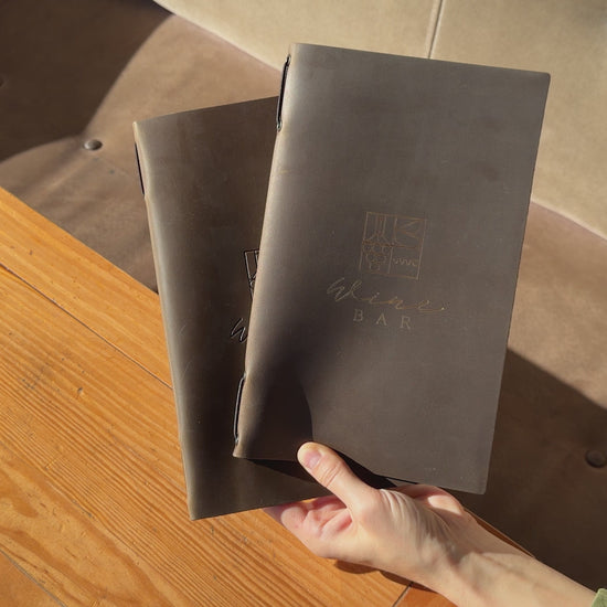 Olive Leather Menu Cover with Elastic Band