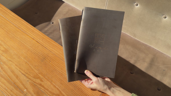 Olive Leather Menu Cover with Elastic Band