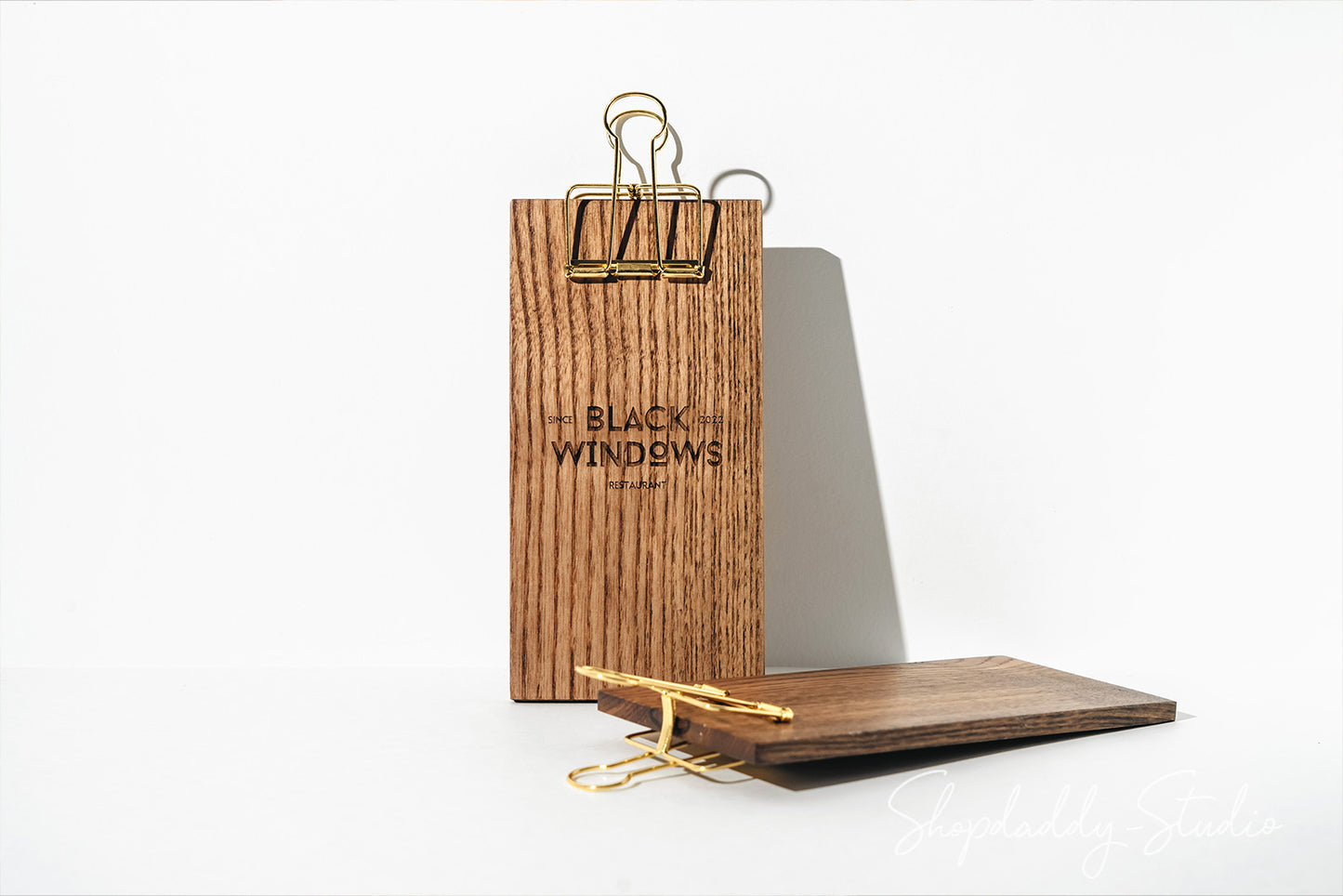 Walnut Check Presenter with Golden Binder