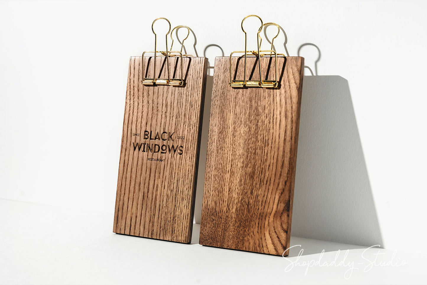 Walnut Check Presenter with Golden Binder