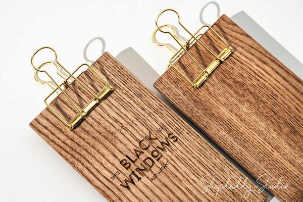 Walnut Check Presenter with Golden Binder