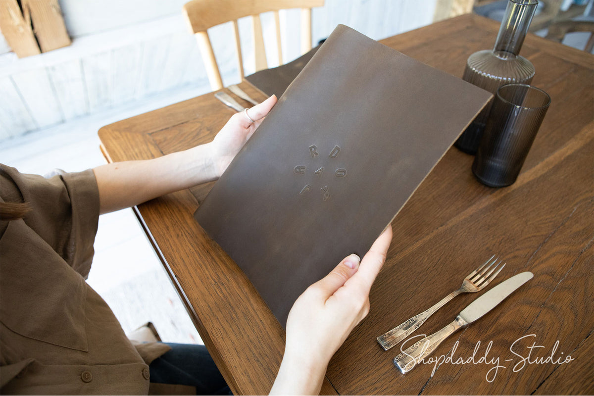 Olive Menu Folder with Rings Mechanism with  logo