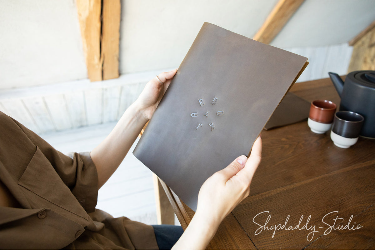 Personalized Olive Menu Cover with Rings Mechanism