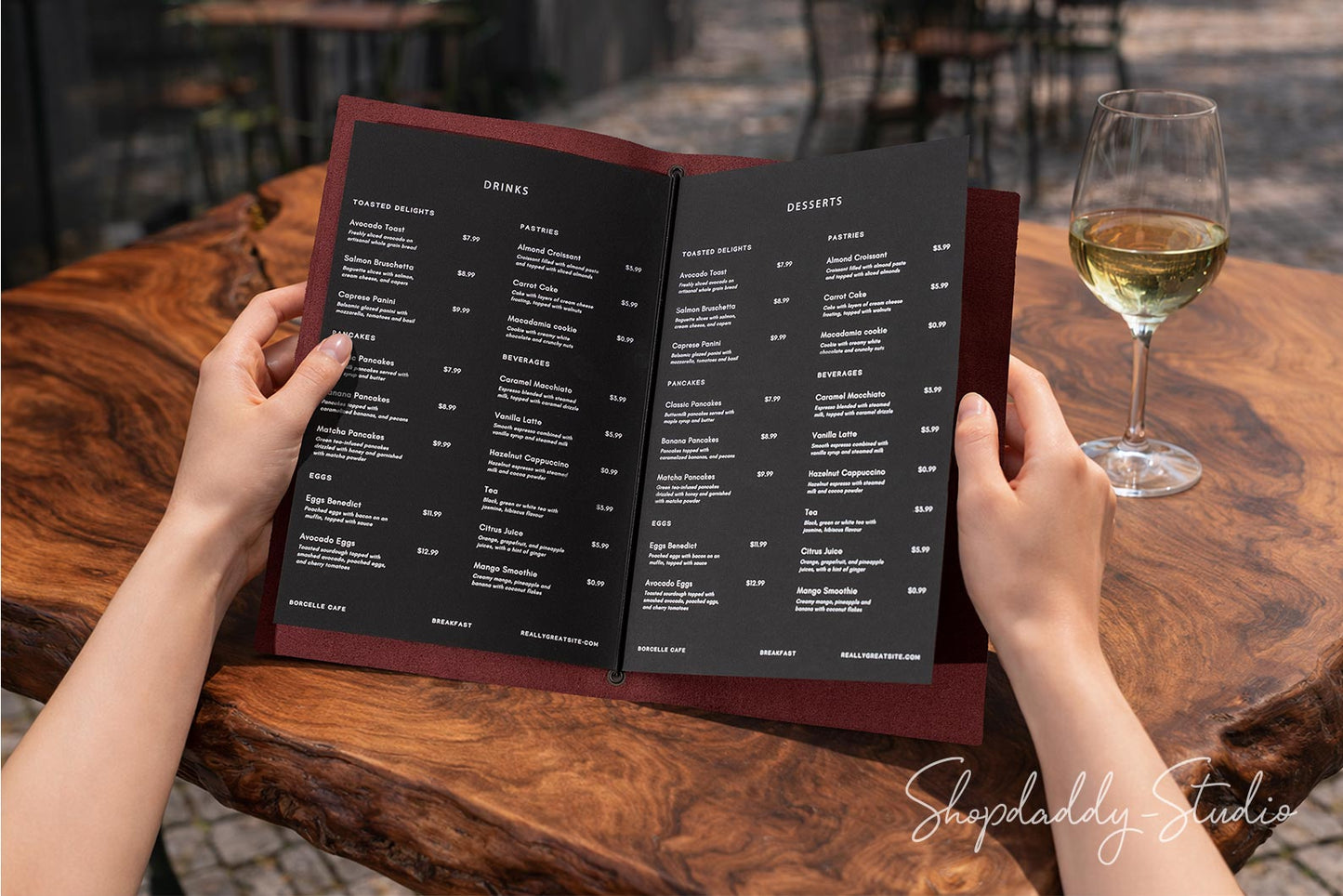 Purple Leather Menu Cover with Elastic Band