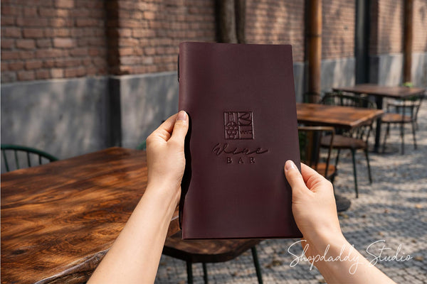 Purple Leather Menu Cover with Elastic Band