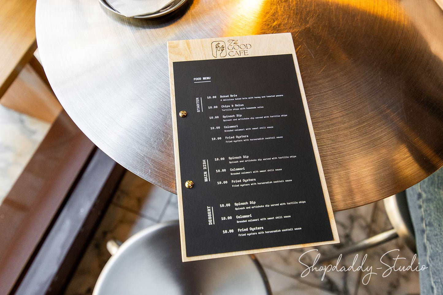 Matt Lacquer Plywood Menu Board with Engraved Logo for Hospitality
