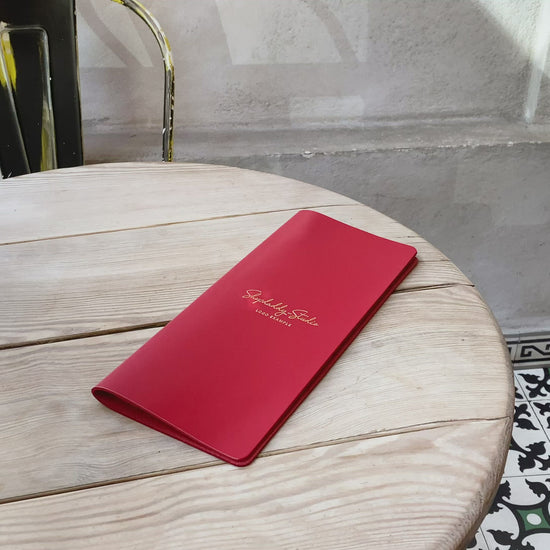 Red Thick Leather Menu Cover with Plank for restaurant