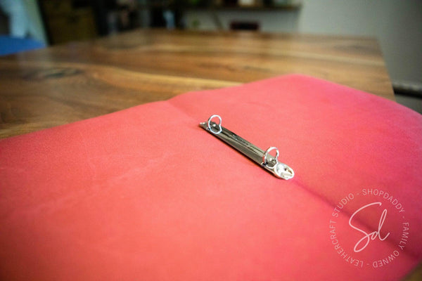 Modern Red Leather Menu Cover with Rings Mechanism