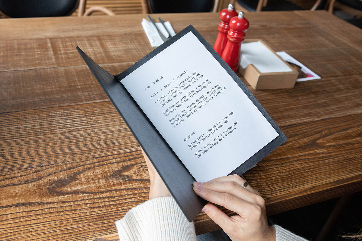 Black Thick Leather Menu Cover with Pattern for restaurant