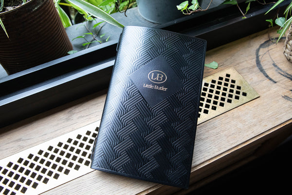 Black Thick Leather Menu Cover with Pattern for drink menu