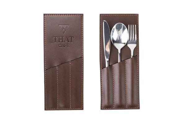 Brown Leather Cutlery Pouch
