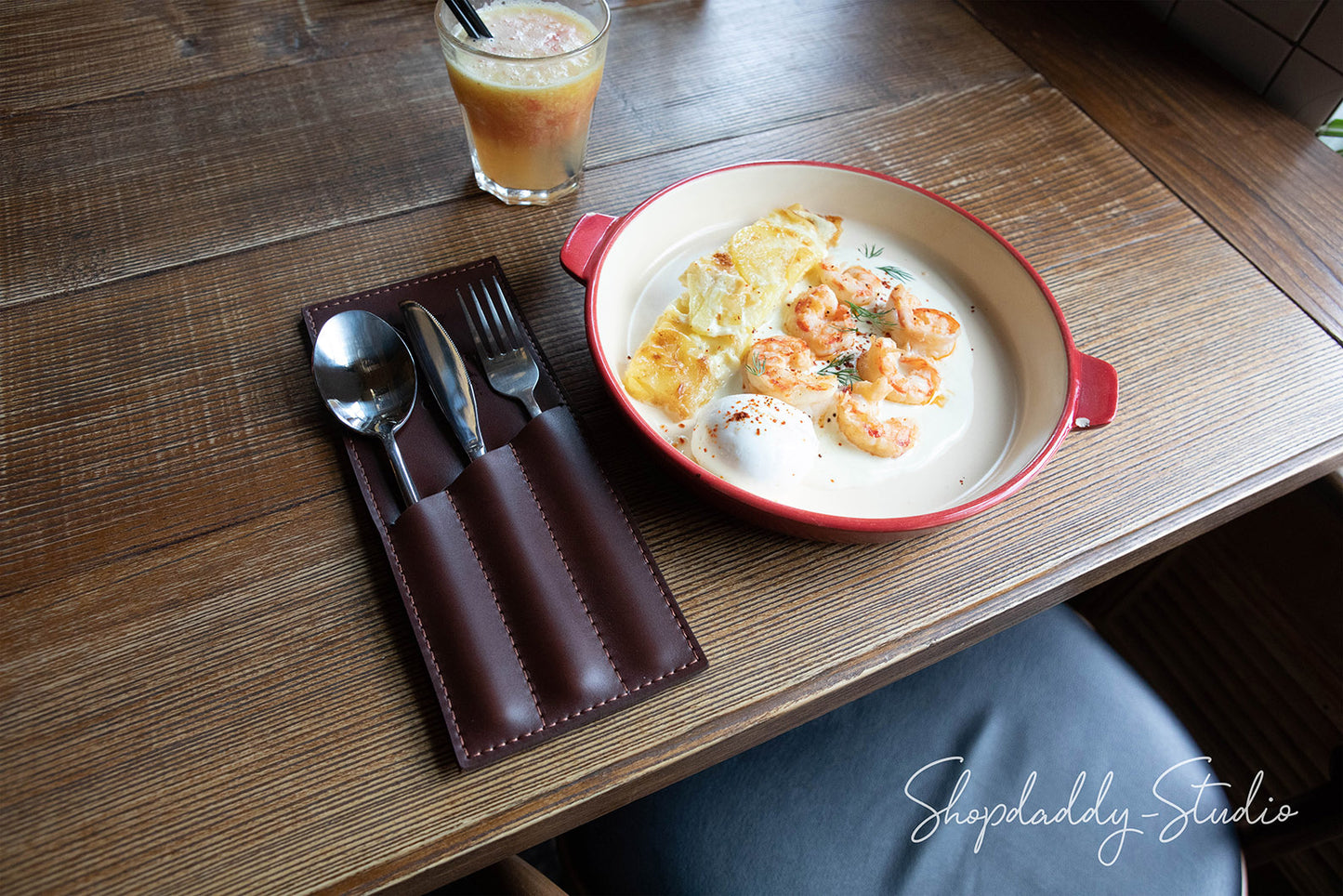 Brown Leather Cutlery Pouch