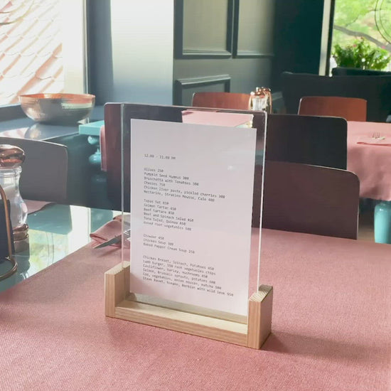 touch free menu acrylic stand for cafe shopdaddy studio