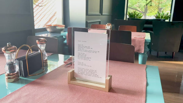 touch free menu acrylic stand for cafe shopdaddy studio