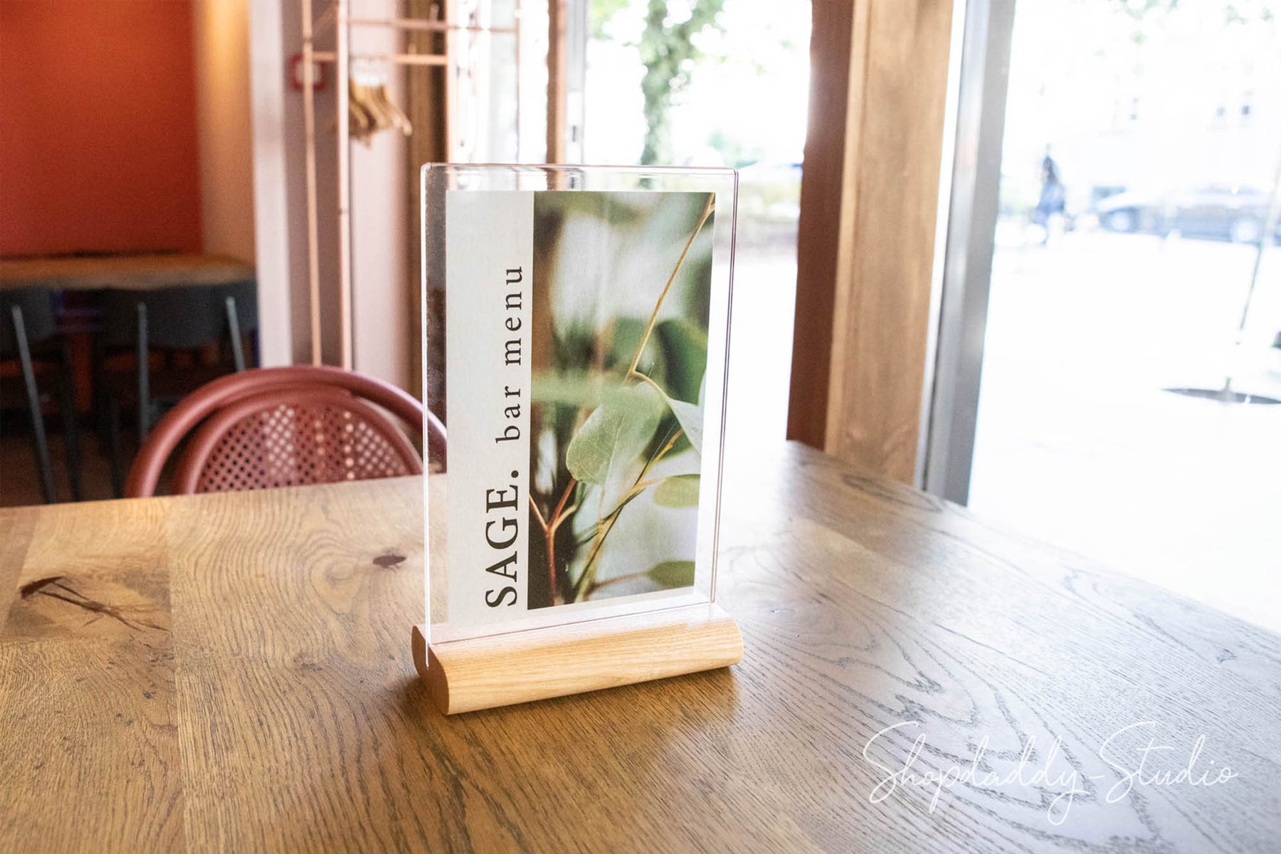 Acrylic Table Menu with Wooden Rounded Stand – Shopdaddy-Studio