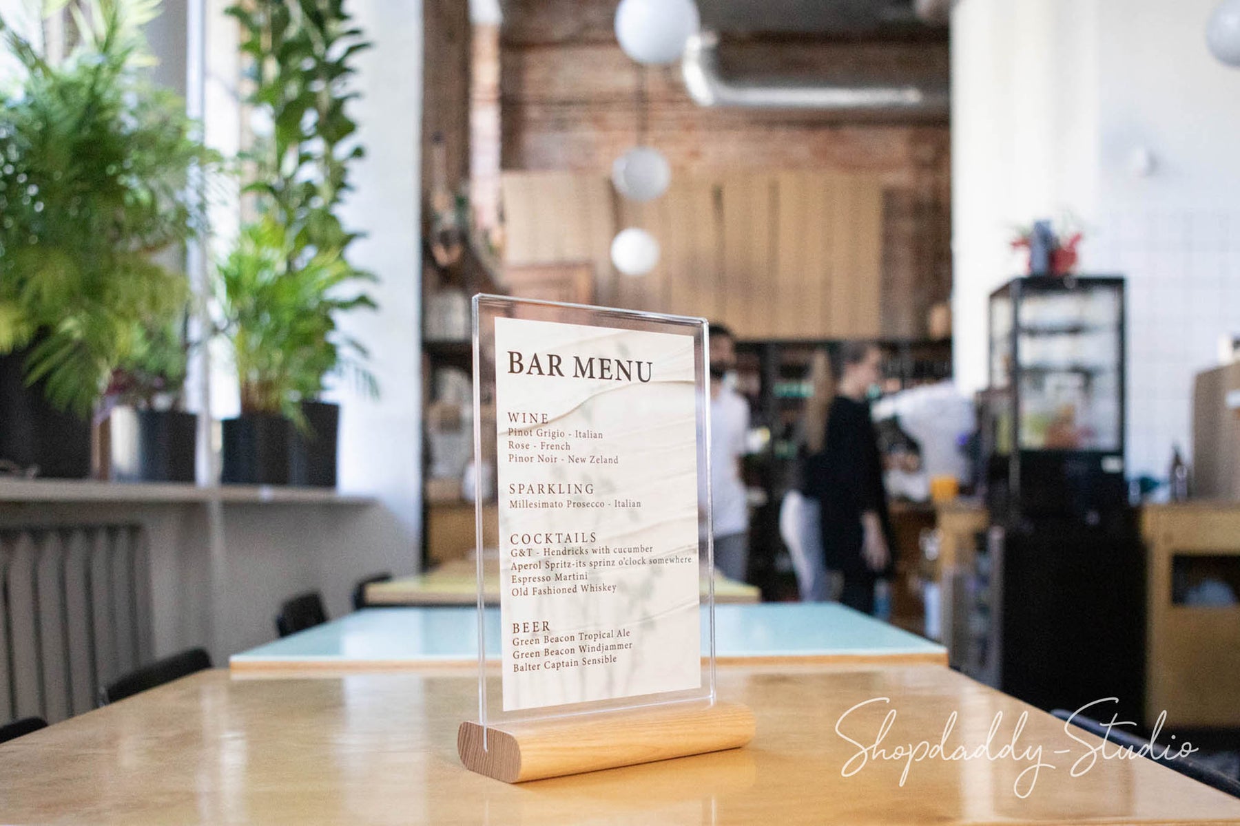 Acrylic Table Menu with Wooden Rounded Stand – Shopdaddy-Studio