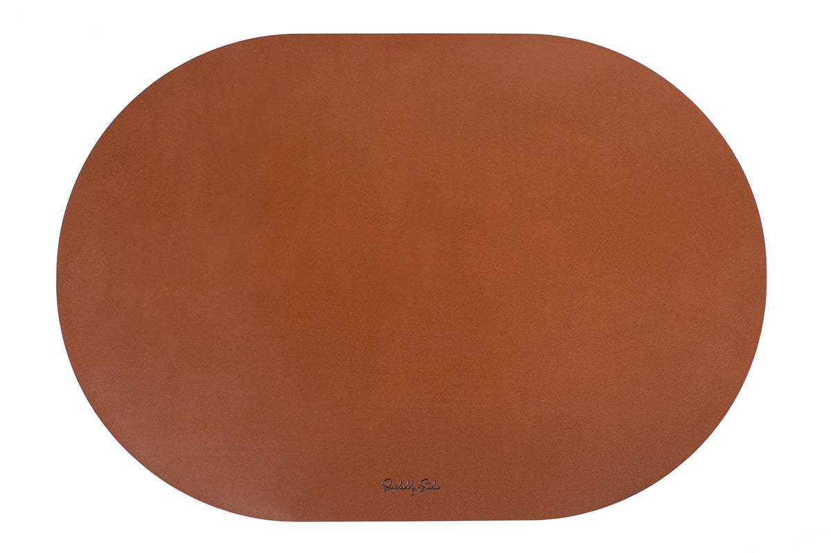 Brown Leather Oval Table Dining Placemat for restaurant