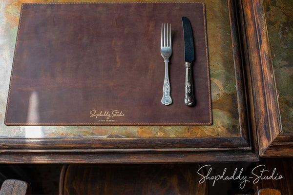 Personalized Rusty Leather Table Dining Placemat  