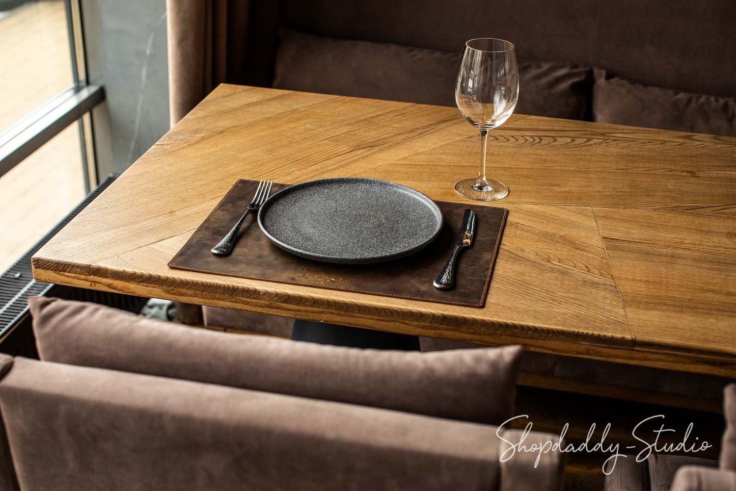 Rusty Leather Table Dining Placemat for restaurant