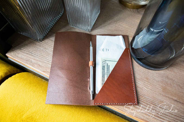  Brown Italian Leather Check Presenter with Pattern for restaurant
