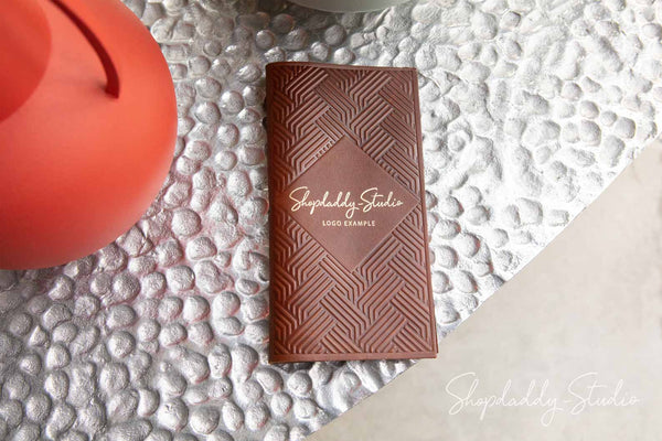  Brown Italian Leather Check Holder with Pattern