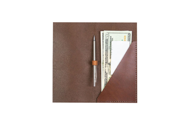  Brown Italian Leather Check Holder with Pattern and logo