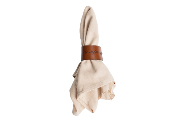 Minimalist Brown Leather Napkin Ring, set of 20