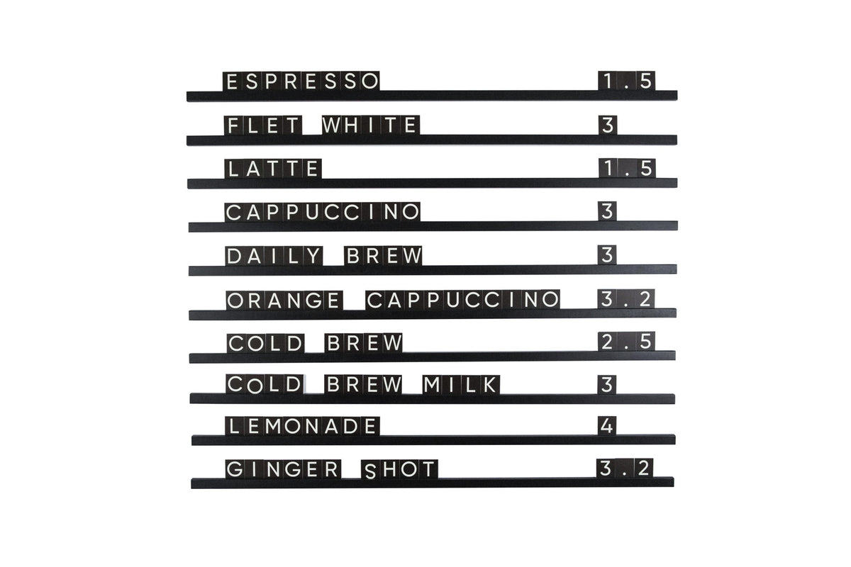Black Wall Menu Letter Board for bar