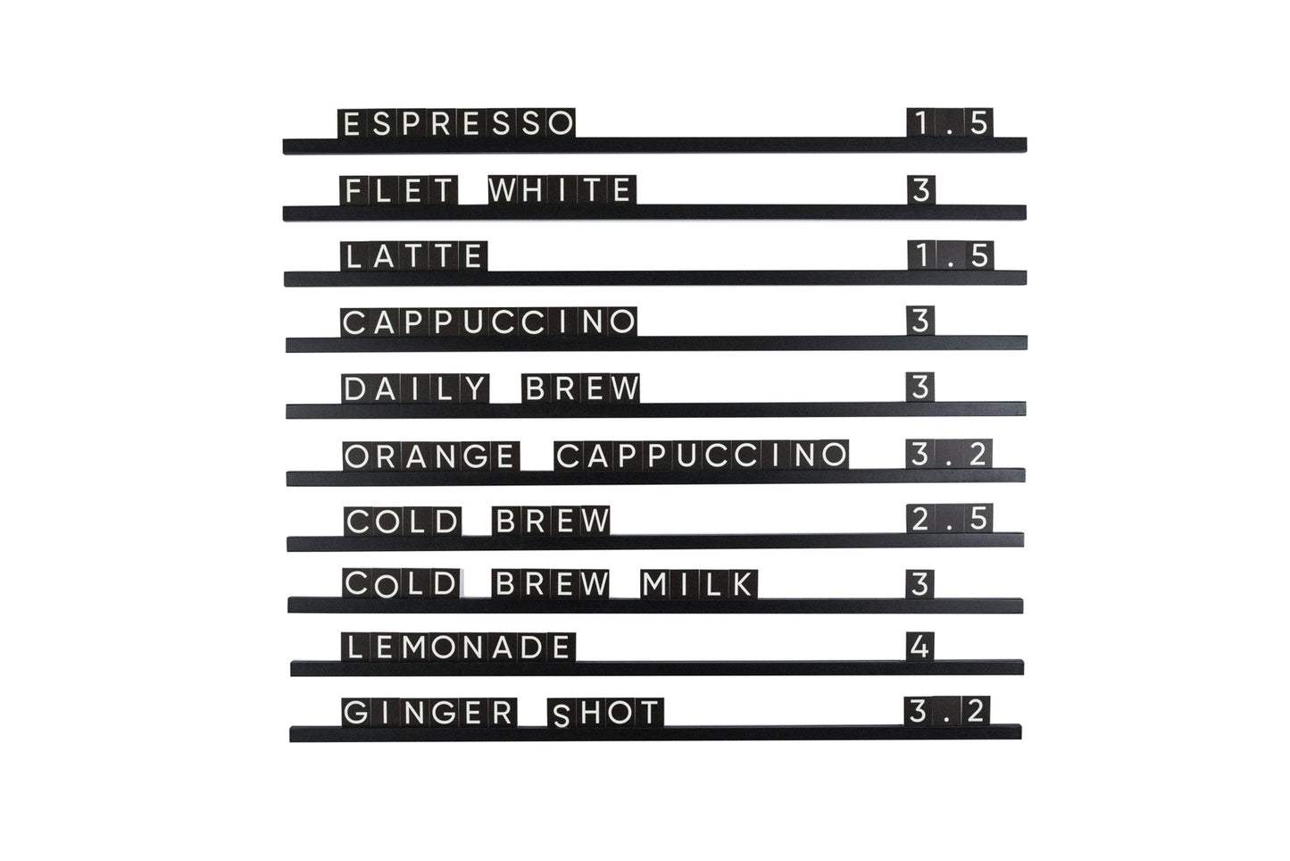 Black Wall Menu Letter Board for bar