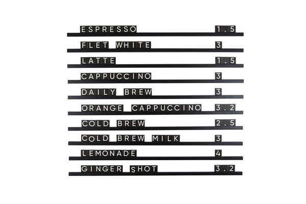 Black Wall Menu Letter Board for bar