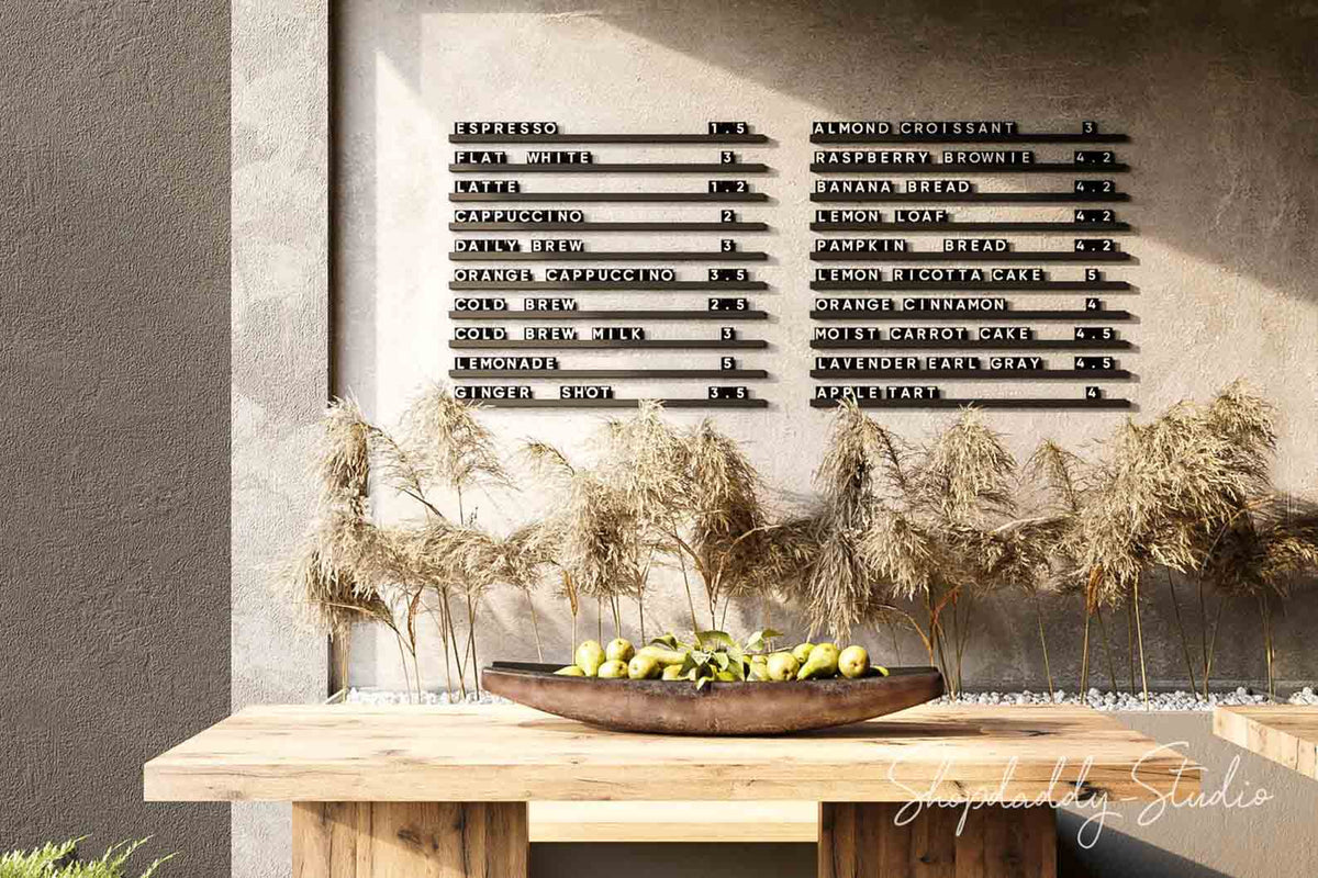 Black Wall Menu PVC Letter Board ShopdaddyStudio