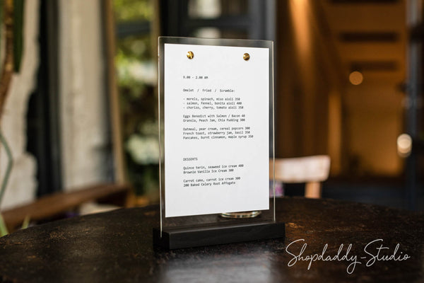 Wooden/Acrylic Table Menu Stand for drink menu