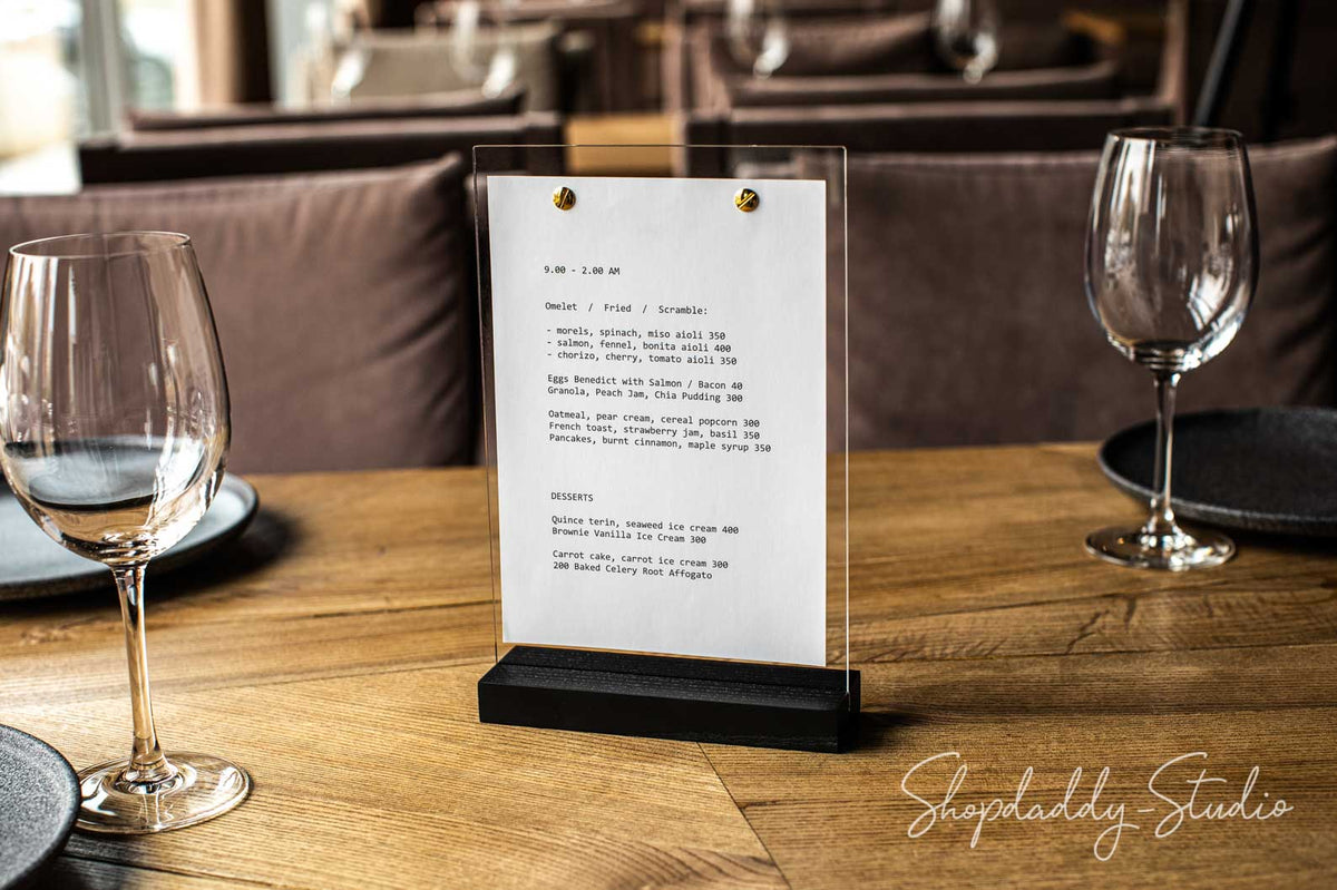 Wooden/Acrylic Table Menu Stand