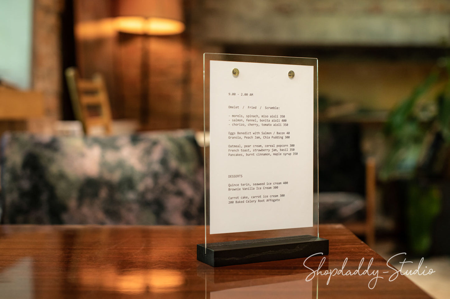Wooden/Acrylic Table Top Menu Stand