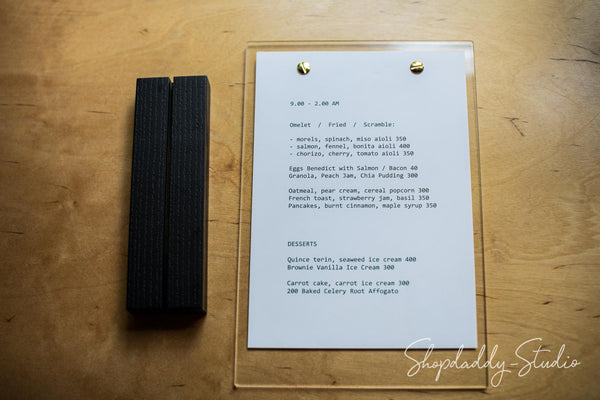 Wooden/Acrylic Table Top Menu Stand for bar menu