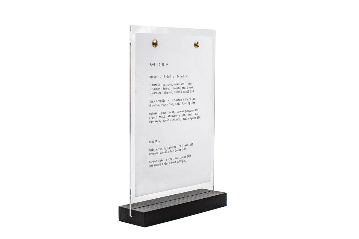Wood/Acrylic Table Top Menu Stand