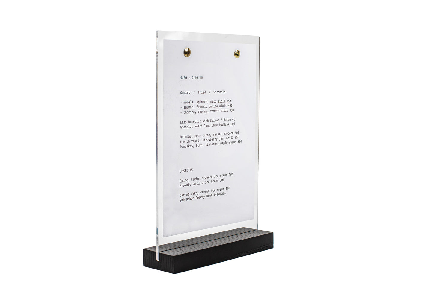 Wood/Acrylic Table Top Menu Stand