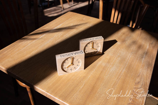 Table Top Wooden Reserved Sign / Reserved Clock for restaurant