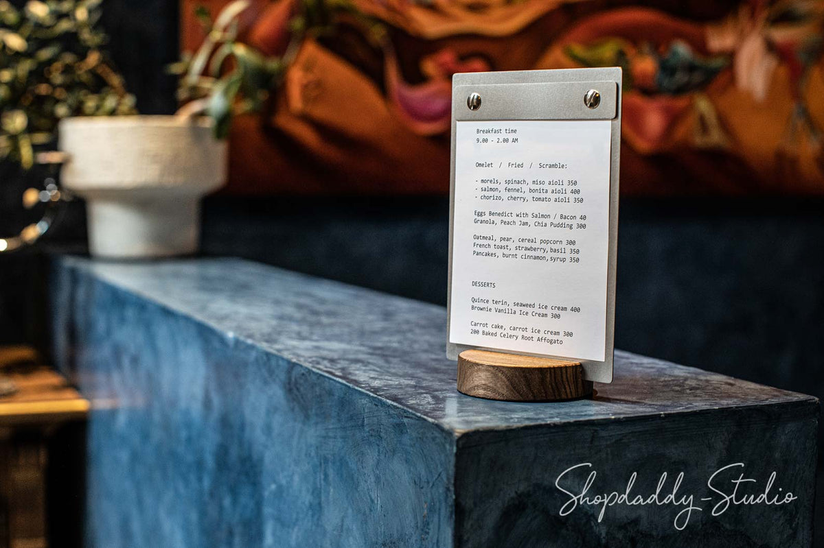 Wooden / Stainless Steel Menu stand