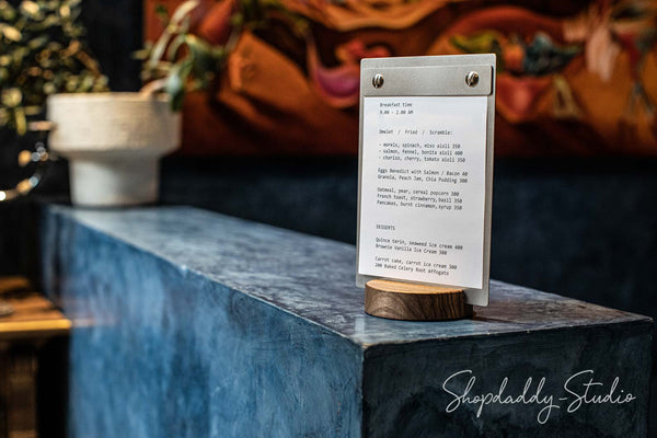 Wooden / Stainless Steel Menu stand
