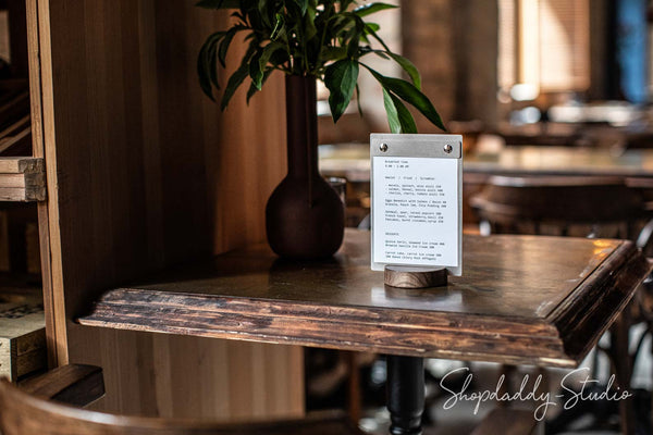 Wooden / Stainless Steel Menu Holder for restaurant