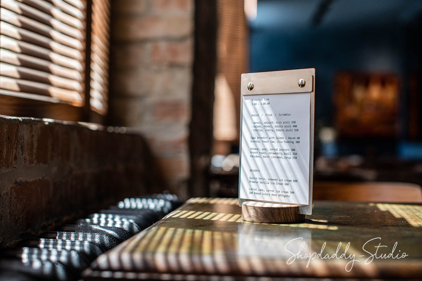 Wooden / Stainless Steel Menu Table Stand for restaurant