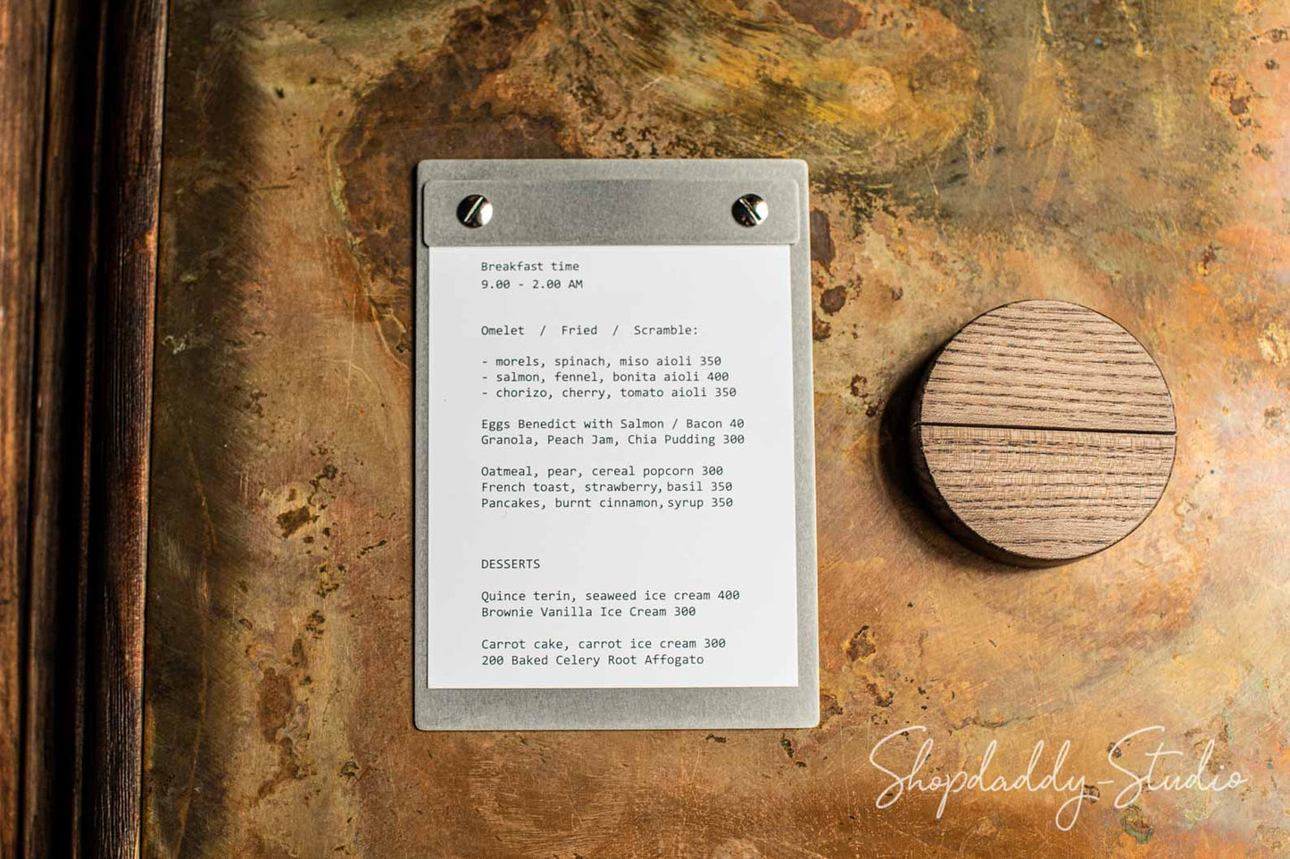 Restaurant Wooden / Stainless Steel Menu Holder for restaurant