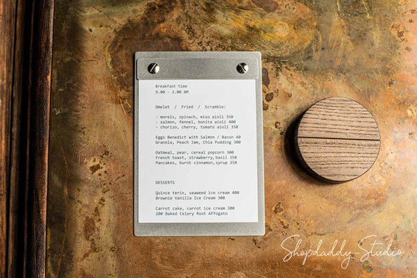 Restaurant Wooden / Stainless Steel Menu Holder for restaurant