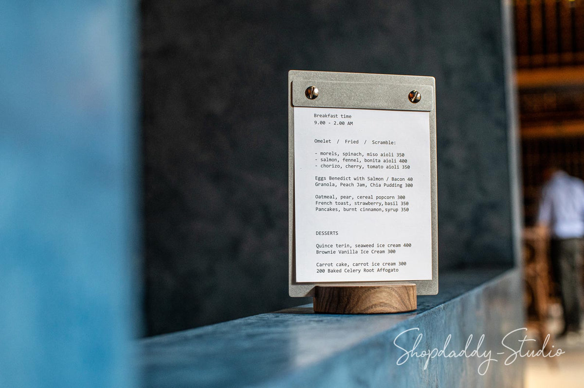Wooden / Stainless Steel Table Top Menu  for restaurant