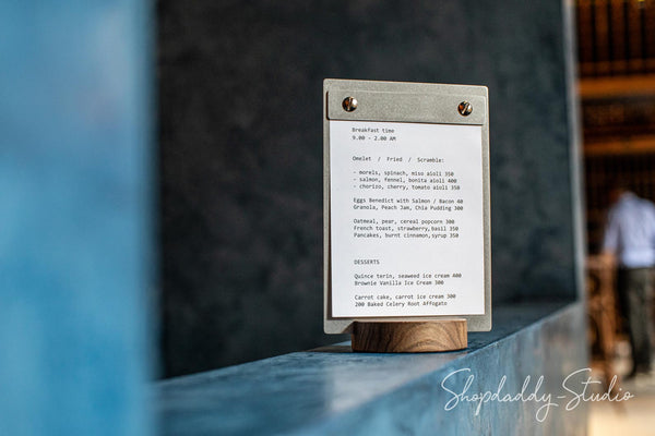 Wooden / Stainless Steel Table Top Menu  for restaurant