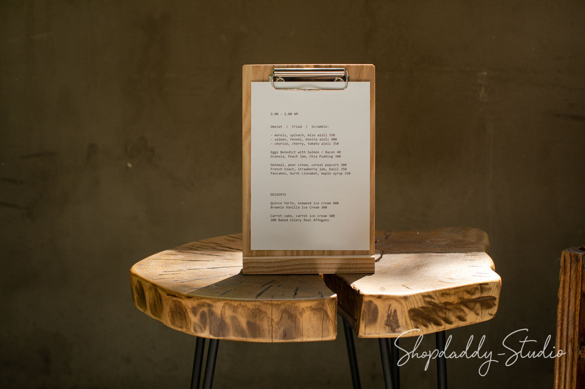 Stylish Angled Wooden Table Top Stand with Clip
