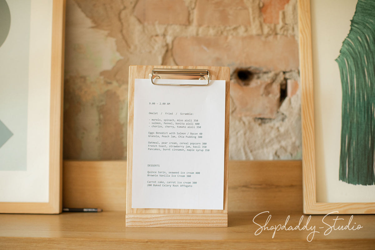 Angled Wooden Table Top Stand with Clip